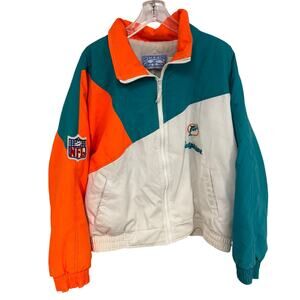 VTG 80s 90s Miami Dolphins Jacket Coat Horizon Kaye Sportswear Color Block Sz XL